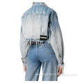 Womens Rhinestone Jean Jacket Two Piece Set Clothing